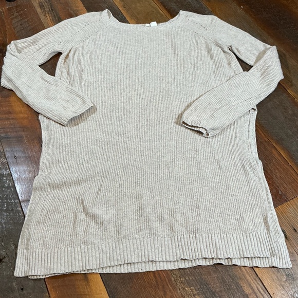 Anthropologie Moth Oatmeal Longline Ribbed Sweater Tunic Size M - Picture 3 of 9